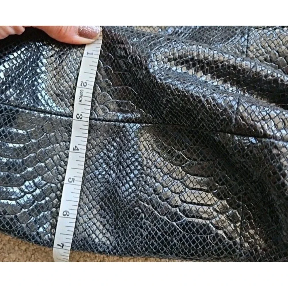 orYANY Black Croc Embossed Patent Leather Shoulder Bag Handbag